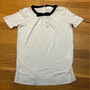 Kate Spade Bow Collar White Top With Black Trim, EUC, Medium